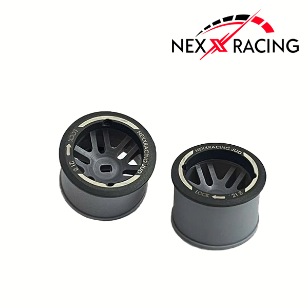 NXUSA-EVOAWD-F Nexx Racing “JUD” threaded carbon-fiber reinforced EVO AWD Flanged Front Wheels (2) pcs for Mini-Z (GREY)