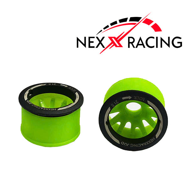 NXUSA-EVO-R Nexx Racing 2WD “JUD” threaded carbon-fiber reinforced EVO Flanged Rear Wheels (2) pcs for Mini-Z (GREEN)