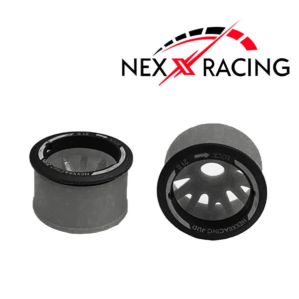 NXUSA-EVO-F Nexx Racing “JUD” threaded carbon-fiber reinforced EVO Flanged Front Wheels (2) pcs for Mini-Z (GREY)