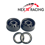 NXUSA-EVO-F Nexx Racing 2WD “JUD” threaded carbon-fiber reinforced EVO Flanged Front Wheels (2) pcs for Mini-Z (Black)