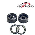NXUSA-EVO-F Nexx Racing 2WD “JUD” threaded carbon-fiber reinforced EVO Flanged Front Wheels (2) pcs for Mini-Z (Black)