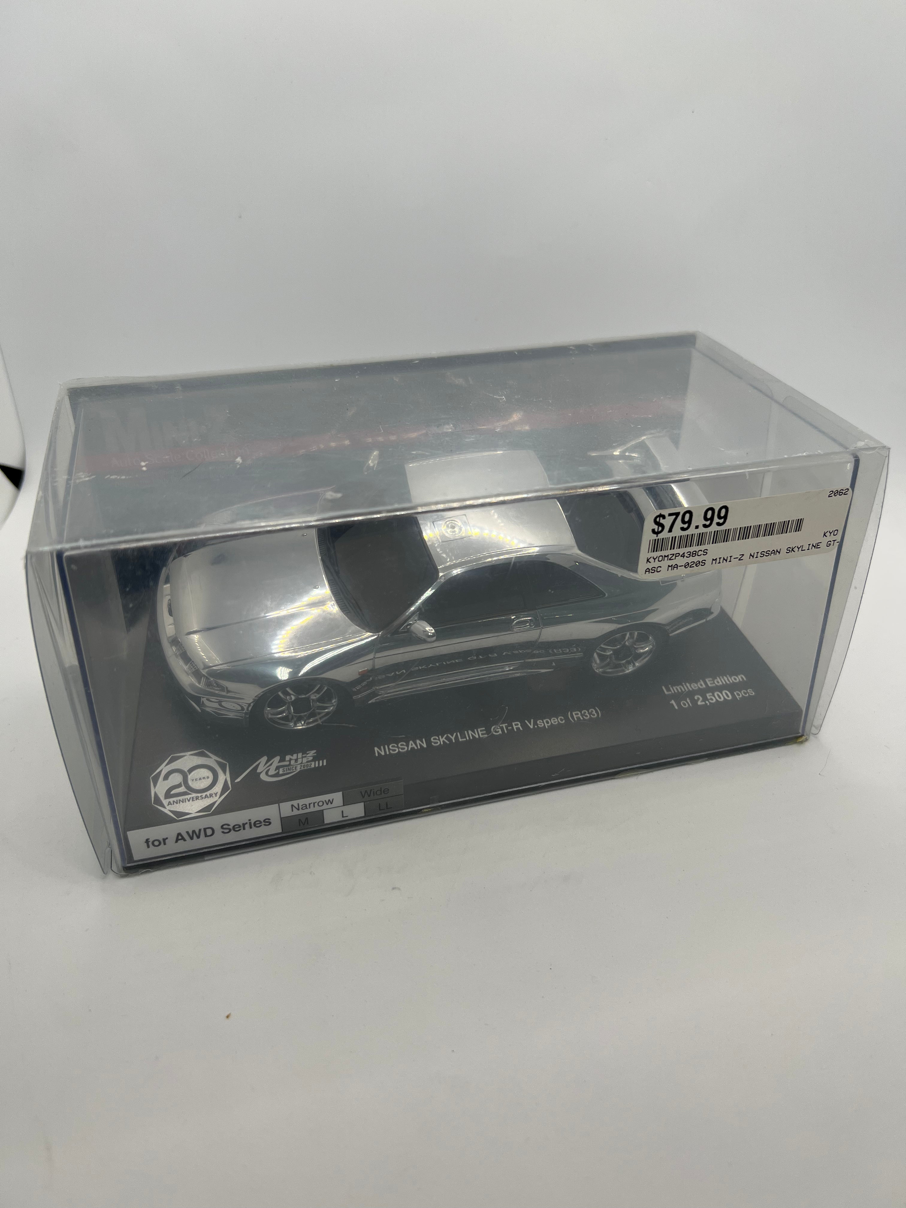 Kyosho Mini-Z CUP 20th Anniversary NISSAN SKYLINE GT-R V.Spec (R33) Chrome Silver (Still Sealed)