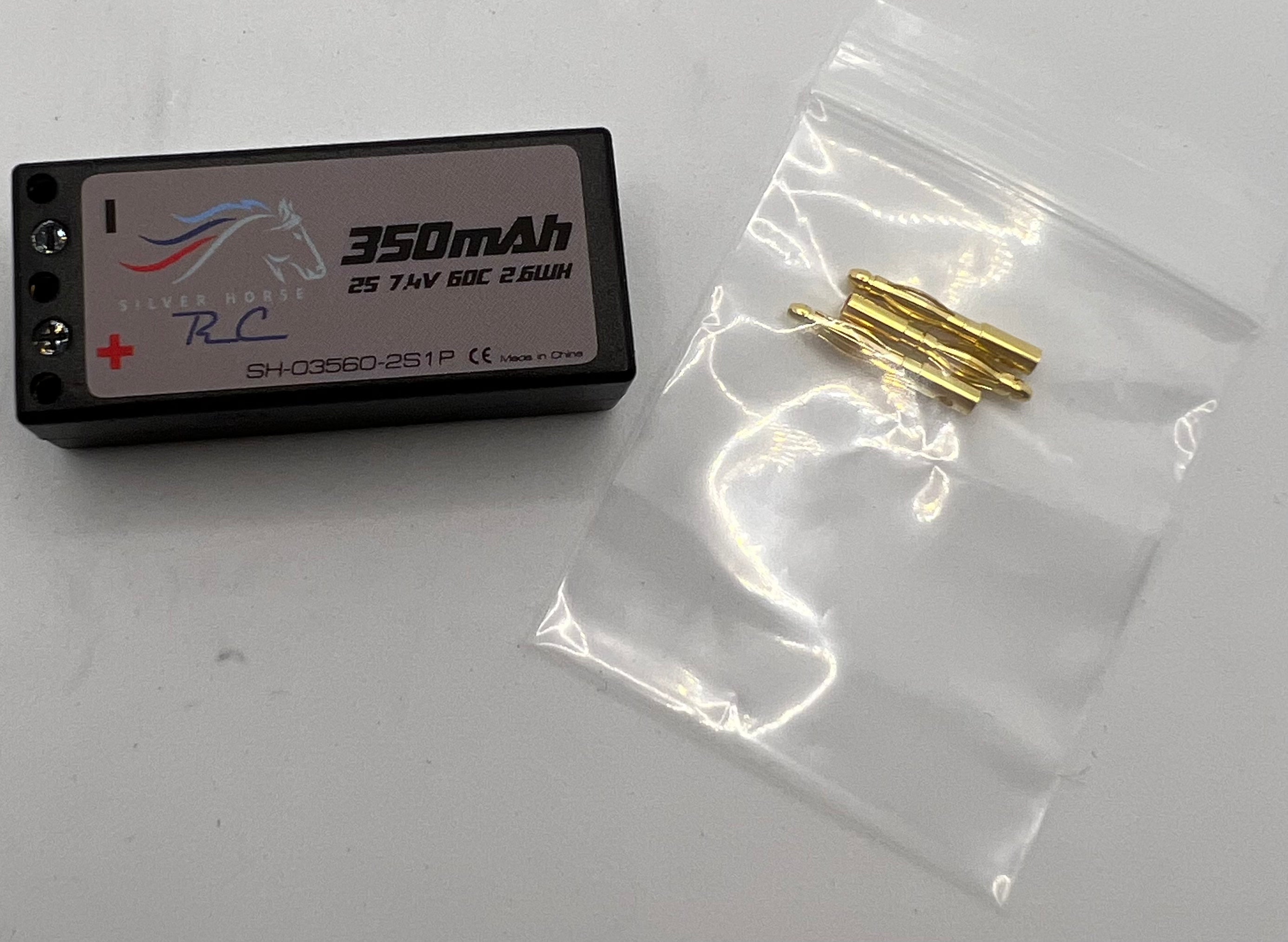 Silver Horse 350 mAh 7.4v 60c Lipo Hardcase 2mm Bullet Racing Battery