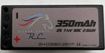 Silver Horse 350 mAh 7.4v 60c Lipo Hardcase 2mm Bullet Racing Battery