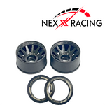 NXUSA-EVO-R Nexx Racing 2WD “JUD” threaded carbon-fiber reinforced EVO Flanged Rear Wheels (2) pcs for Mini-Z (Black)
