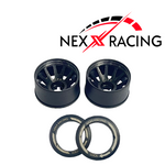 NXUSA-EVO-R Nexx Racing 2WD “JUD” threaded carbon-fiber reinforced EVO Flanged Rear Wheels (2) pcs for Mini-Z (Black)