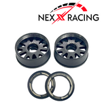 NXUSA-EVO-F Nexx Racing 2WD “JUD” threaded carbon-fiber reinforced EVO Flanged Front Wheels (2) pcs for Mini-Z (Black)