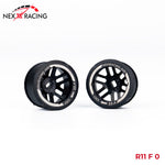 NXUSA-EVOAWD-R Nexx Racing “JUD” threaded carbon-fiber reinforced EVO AWD Flanged Rear Wheels (2) pcs for Mini-Z (Black)