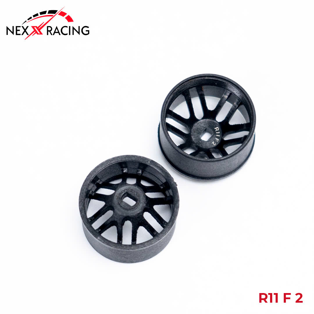 NXUSA-EVOAWD-R Nexx Racing “JUD” threaded carbon-fiber reinforced EVO AWD Flanged Rear Wheels (2) pcs for Mini-Z (Black)