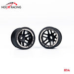 NXUSA-EVOAWD-R Nexx Racing “JUD” threaded carbon-fiber reinforced EVO AWD Flanged Rear Wheels (2) pcs for Mini-Z (Black)